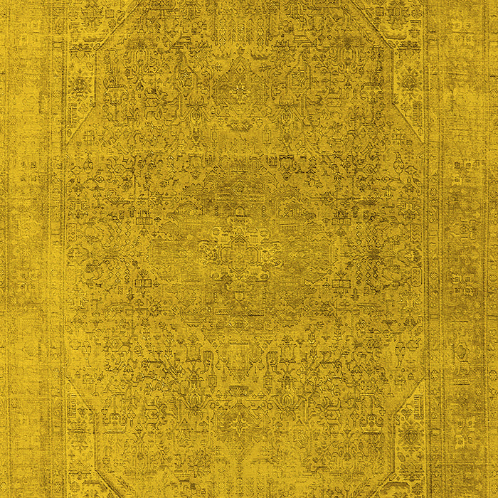Machine Washable Oriental Yellow Industrial Rug, wshurb1723yw