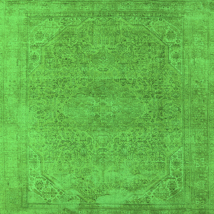 Square Oriental Green Industrial Rug, urb1723grn