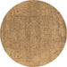 Round Oriental Brown Industrial Rug, urb1723brn