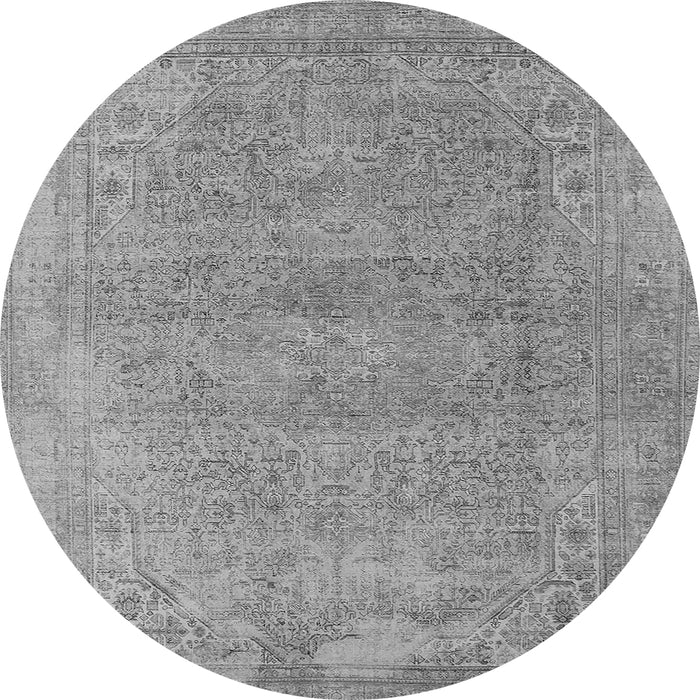 Round Machine Washable Oriental Gray Industrial Rug, wshurb1723gry