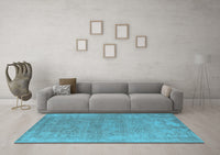 Machine Washable Oriental Light Blue Industrial Rug, wshurb1723lblu