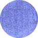 Round Oriental Blue Industrial Rug, urb1723blu