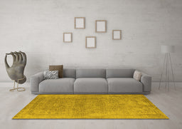 Machine Washable Oriental Yellow Industrial Rug in a Living Room, wshurb1723yw
