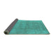 Sideview of Oriental Turquoise Industrial Rug, urb1723turq