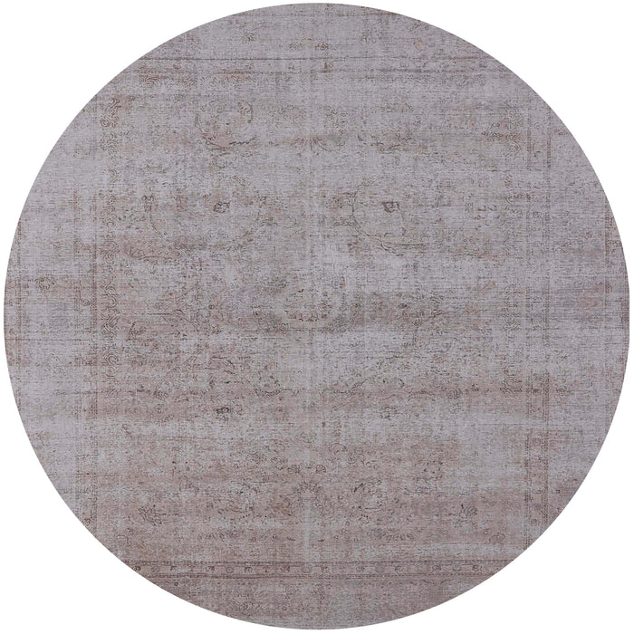 Round Mid-Century Modern Rose Purple Oriental Rug, urb1724