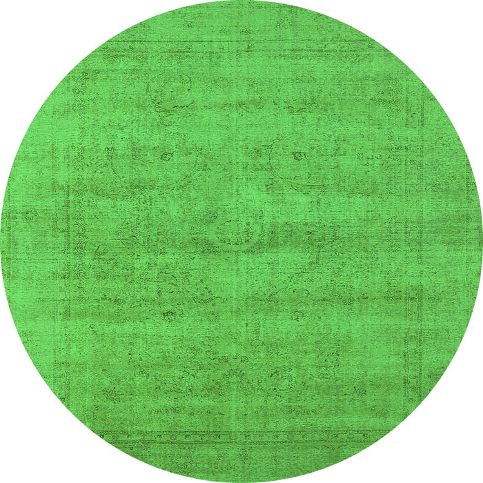 Round Oriental Green Industrial Rug, urb1724grn