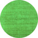 Round Oriental Green Industrial Rug, urb1724grn