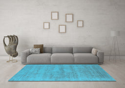 Machine Washable Oriental Light Blue Industrial Rug in a Living Room, wshurb1724lblu
