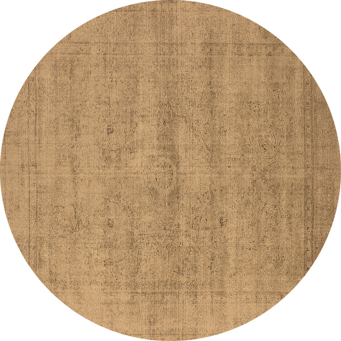 Round Oriental Brown Industrial Rug, urb1724brn
