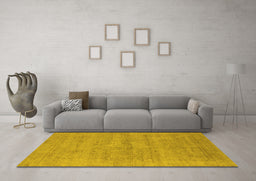Machine Washable Oriental Yellow Industrial Rug in a Living Room, wshurb1724yw
