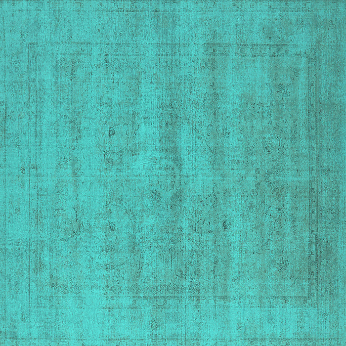 Square Machine Washable Oriental Turquoise Industrial Area Rugs, wshurb1724turq