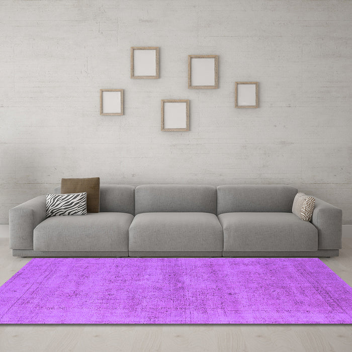 Machine Washable Oriental Purple Industrial Area Rugs in a Living Room, wshurb1724pur