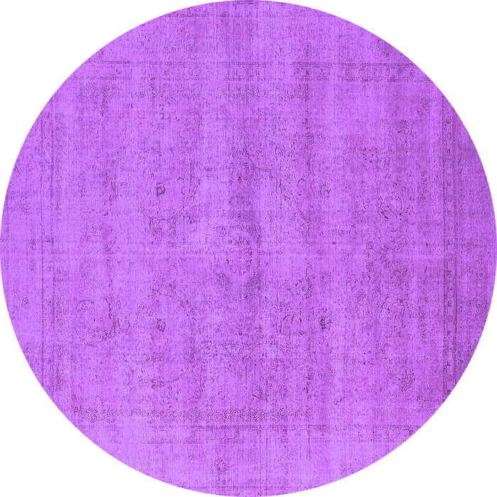 Round Machine Washable Oriental Purple Industrial Area Rugs, wshurb1724pur