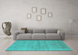 Machine Washable Oriental Turquoise Industrial Area Rugs in a Living Room,, wshurb1724turq