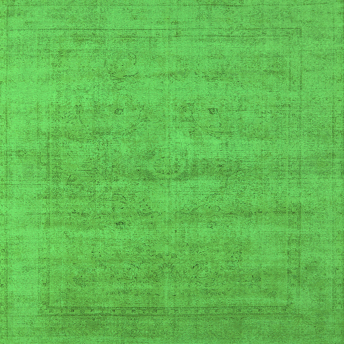 Square Machine Washable Oriental Green Industrial Area Rugs, wshurb1724grn