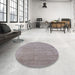 Round Mid-Century Modern Rose Purple Oriental Rug in a Office, urb1724