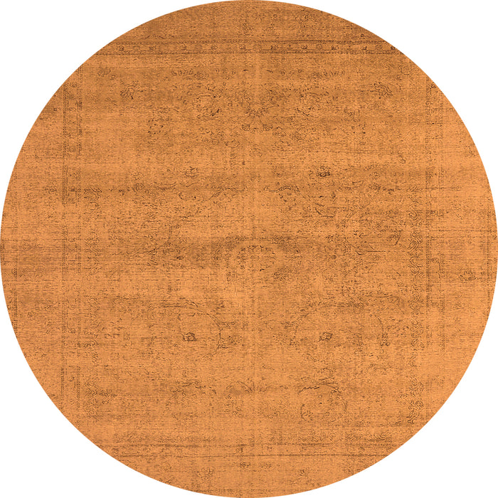 Round Machine Washable Oriental Orange Industrial Area Rugs, wshurb1724org