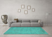 Machine Washable Oriental Turquoise Industrial Area Rugs in a Living Room,, wshurb1725turq