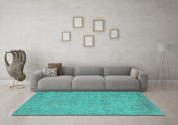 Machine Washable Oriental Turquoise Industrial Area Rugs in a Living Room,, wshurb1725turq