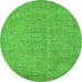 Round Oriental Green Industrial Rug, urb1725grn