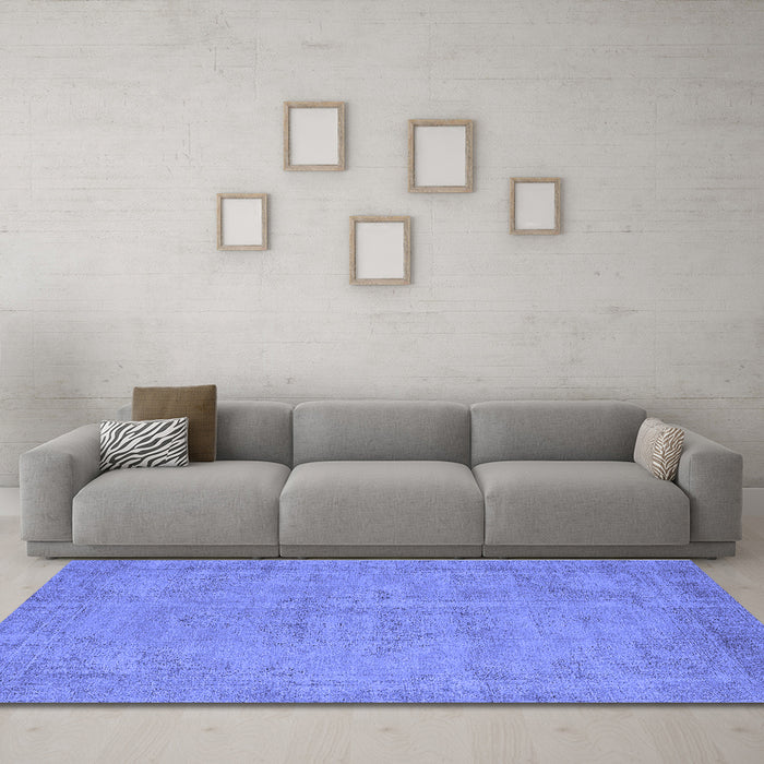 Machine Washable Oriental Blue Industrial Rug in a Living Room, wshurb1725blu
