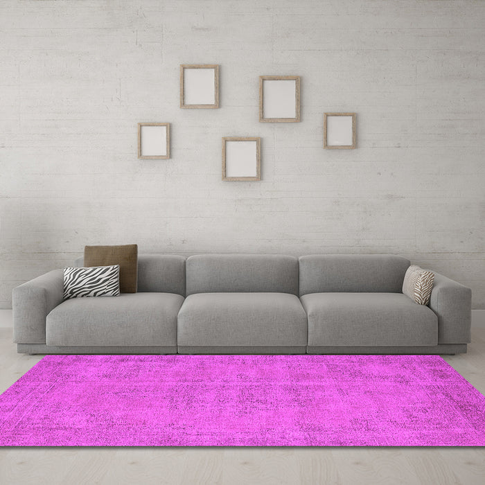 Machine Washable Oriental Pink Industrial Rug in a Living Room, wshurb1725pnk
