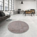 Round Machine Washable Industrial Modern Rose Dust Purple Rug in a Office, wshurb1725