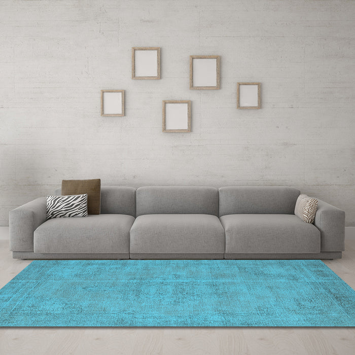 Machine Washable Oriental Light Blue Industrial Rug in a Living Room, wshurb1725lblu