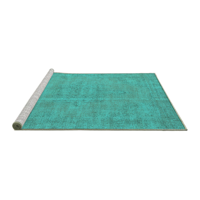Sideview of Machine Washable Oriental Turquoise Industrial Area Rugs, wshurb1725turq