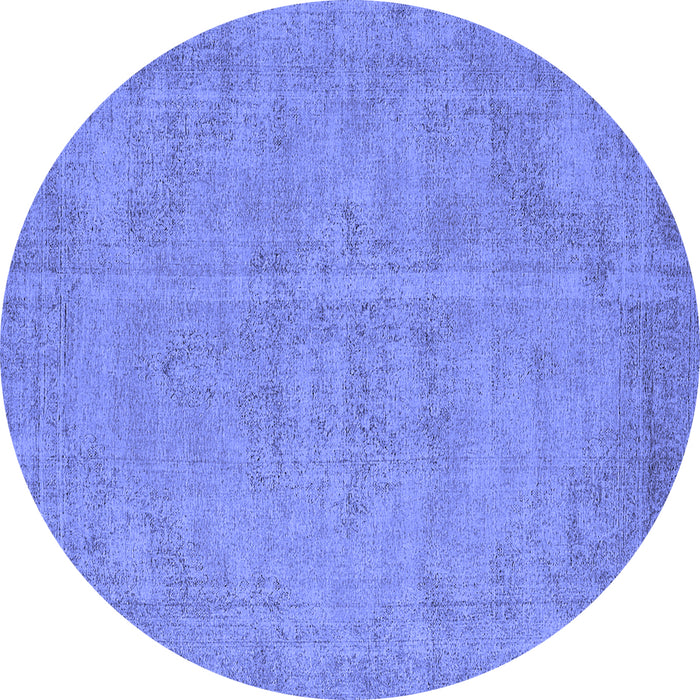 Round Machine Washable Oriental Blue Industrial Rug, wshurb1725blu