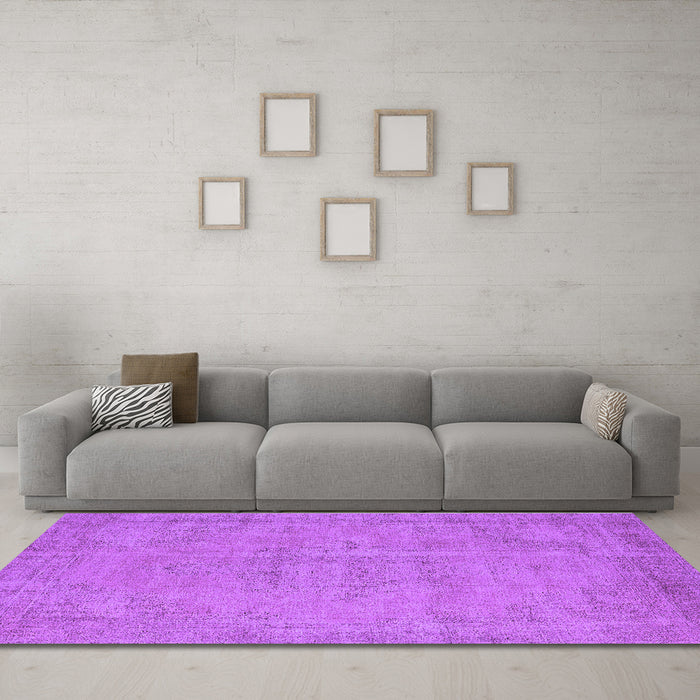 Machine Washable Oriental Purple Industrial Area Rugs in a Living Room, wshurb1725pur