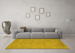 Machine Washable Oriental Yellow Industrial Rug in a Living Room, wshurb1725yw