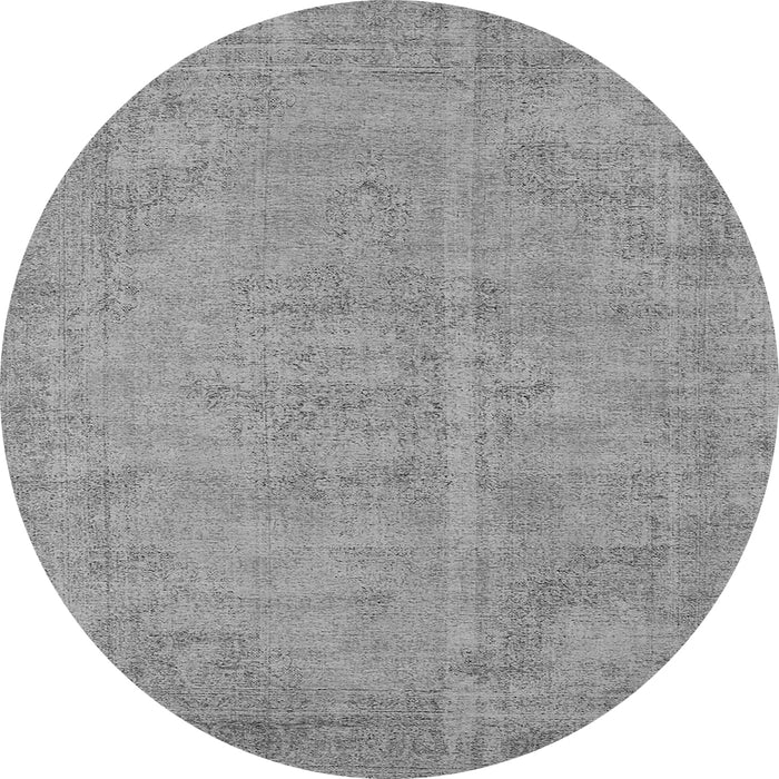 Round Machine Washable Oriental Gray Industrial Rug, wshurb1725gry