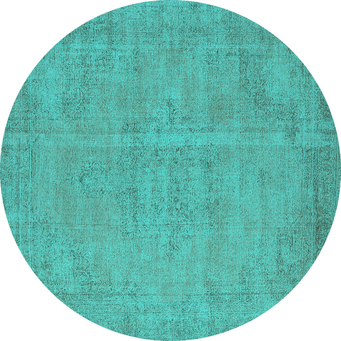 Round Machine Washable Oriental Turquoise Industrial Area Rugs, wshurb1725turq