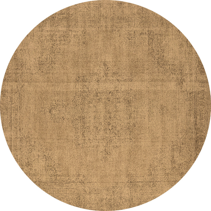 Round Oriental Brown Industrial Rug, urb1725brn