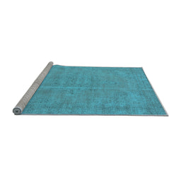 Sideview of Machine Washable Oriental Light Blue Industrial Rug, wshurb1725lblu