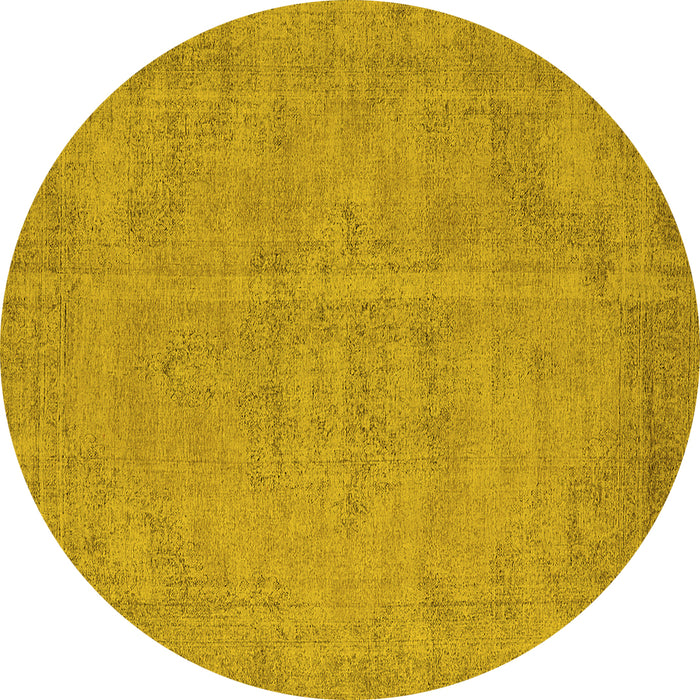 Round Oriental Yellow Industrial Rug, urb1725yw