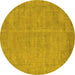 Round Oriental Yellow Industrial Rug, urb1725yw