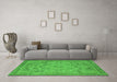 Machine Washable Oriental Green Industrial Area Rugs in a Living Room,, wshurb1726grn