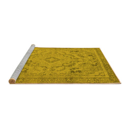 Sideview of Machine Washable Oriental Yellow Industrial Rug, wshurb1726yw