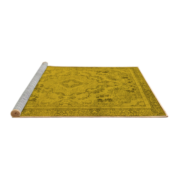 Sideview of Machine Washable Oriental Yellow Industrial Rug, wshurb1726yw