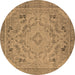 Round Machine Washable Oriental Brown Industrial Rug, wshurb1726brn