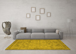 Machine Washable Oriental Yellow Industrial Rug in a Living Room, wshurb1726yw