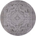 Round Mid-Century Modern Silver Pink Oriental Rug, urb1726