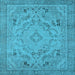 Square Machine Washable Oriental Light Blue Industrial Rug, wshurb1726lblu