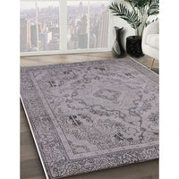 Mid-Century Modern Silver Pink Oriental Rug, urb1726