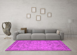 Machine Washable Oriental Pink Industrial Rug in a Living Room, wshurb1726pnk