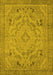 Machine Washable Oriental Yellow Industrial Rug, wshurb1726yw