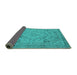 Sideview of Oriental Turquoise Industrial Rug, urb1726turq