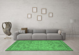 Machine Washable Oriental Emerald Green Industrial Area Rugs in a Living Room,, wshurb1726emgrn